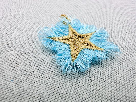 Fringed Fluffy Star charm girls pretty charm accent in the hoop FSL freestanding lace fringe machine embroidery designs ITH