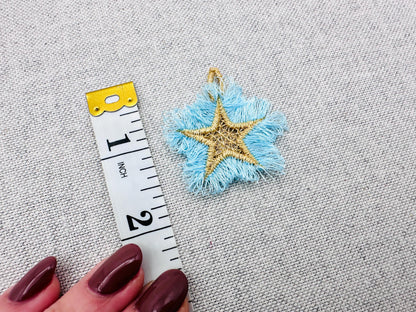 Fringed Fluffy Star charm girls pretty charm accent in the hoop FSL freestanding lace fringe machine embroidery designs ITH