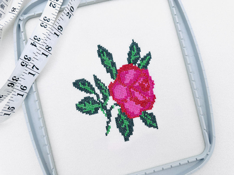 Cross Stitch Rose Peony Flower machine embroidery designs garden floral branch with leaves girls design