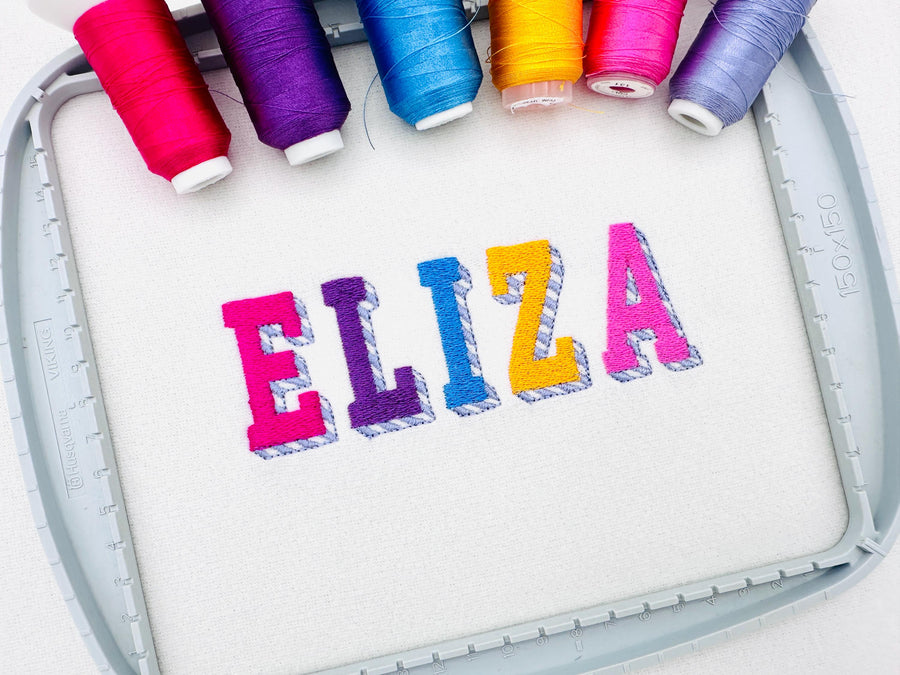 Block Striped Shadow FONT fill stitch letters Alphabet Monogram beach towel kids name Machine Embroidery Designs
