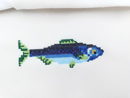 Cross Stitch Fish machine embroidery designs Fisher Fisherman sea side marine nautical kids boys