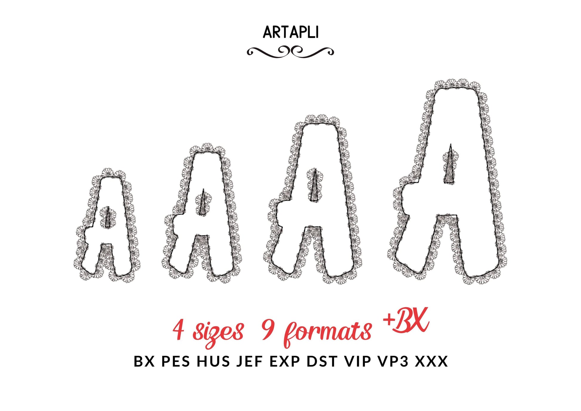 Lace Edge FONT raggedy edge applique Alphabet Monogram vintage style girls letters machine embroidery designs