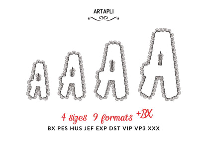 Lace Edge FONT raggedy edge applique Alphabet Monogram vintage style girls letters machine embroidery designs