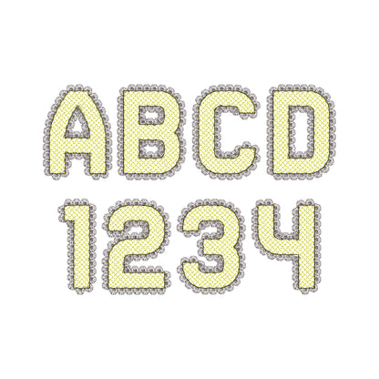 Lace Edge FONT HTV glitter vinyl layer applique Alphabet Monogram sparkle girls letters machine embroidery designs