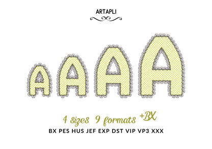 Lace Edge FONT HTV glitter vinyl layer applique Alphabet Monogram sparkle girls letters machine embroidery designs