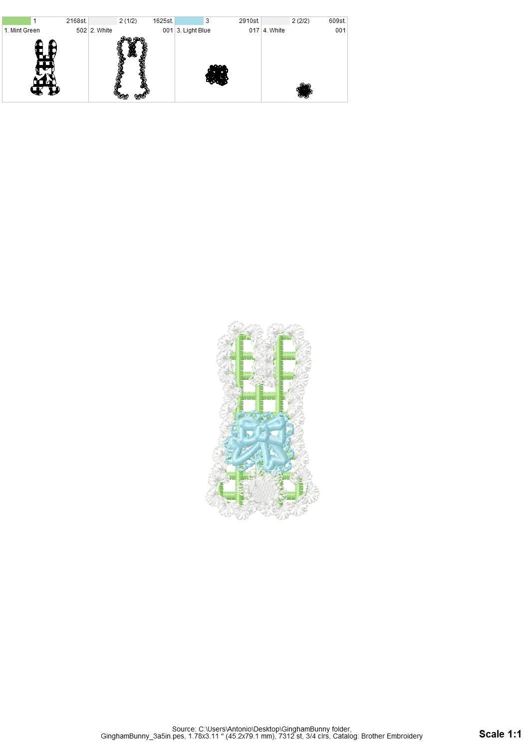 Lace Bunny with Bow – Pattern machine embroidery pattern by Artapli