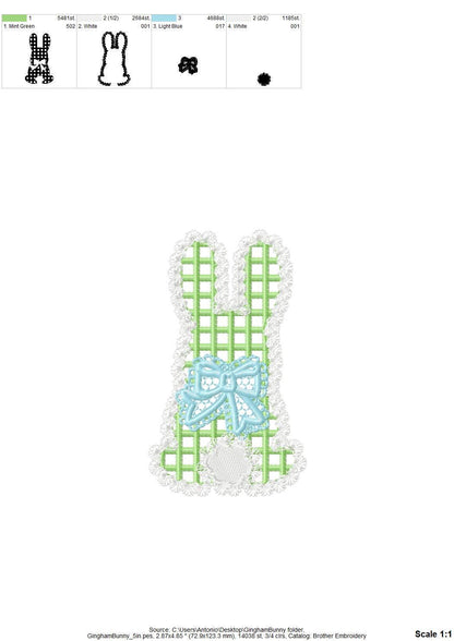 Lace Bunny with Bow – Kids embroidery pattern by Artapli