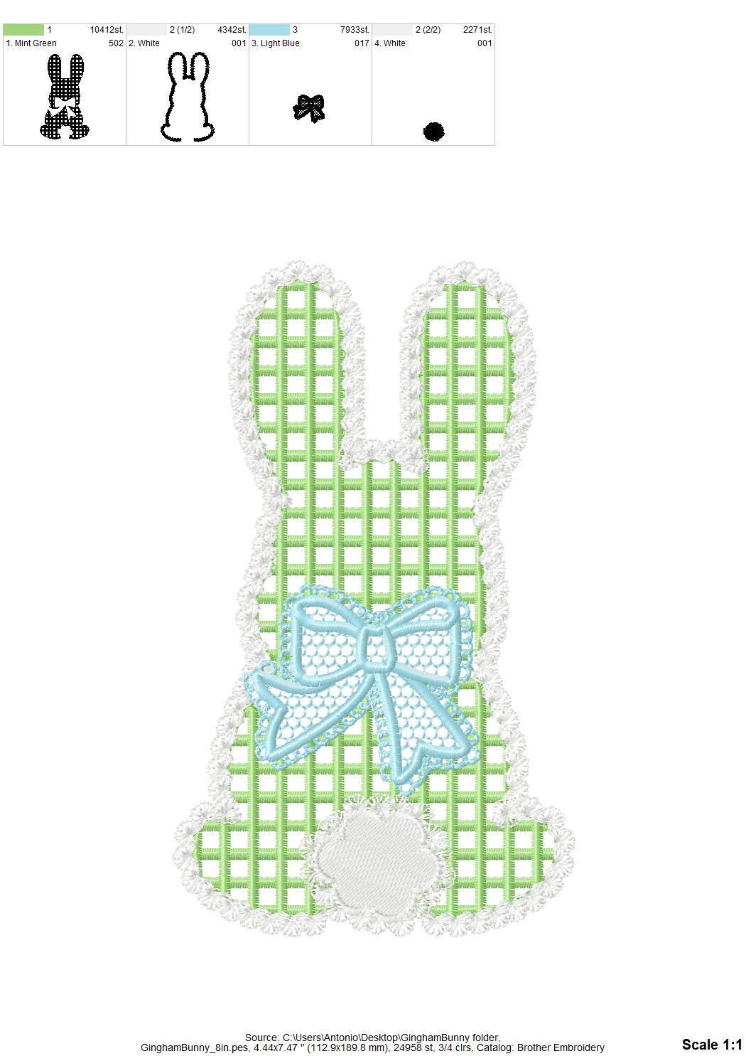 Lace Bunny with Bow – Lace embroidery design instant download by Artapli
