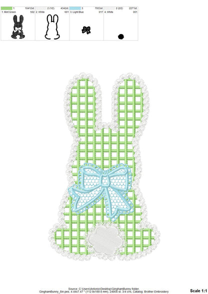 Lace Bunny with Bow – Lace embroidery design instant download by Artapli