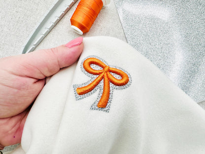 HTV glitter vinyl and puffy foam Bow machine embroidery designs 3d raised sparkle kids girls monogram add-on mini