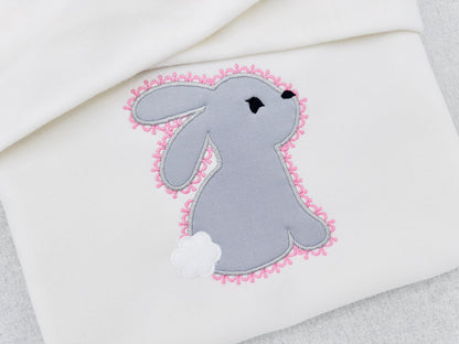 Delicate Lace Edge Bunny Applique kids girls Bunny outline machine embroidery designs many sizes 4 up to 8 inch cute little animal baby