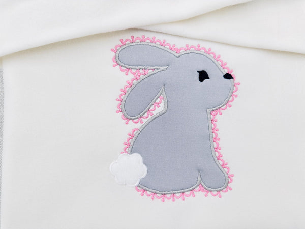 Delicate Lace Edge Bunny Applique kids girls Bunny outline machine embroidery designs many sizes 4 up to 8 inch cute little animal baby