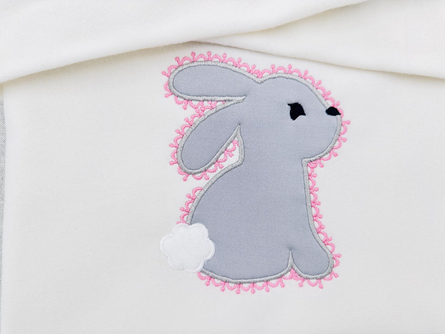 Delicate Lace Edge Bunny Applique kids girls Bunny outline machine embroidery designs many sizes 4 up to 8 inch cute little animal baby