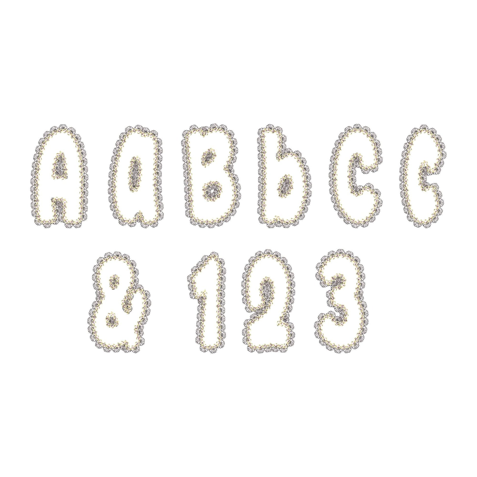Lace Edge applique Alphabet Font lace trim effect letters, Monogram kids girls machine embroidery designs
