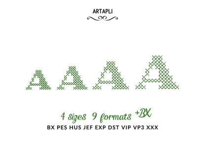 Cross Stitch Font Sweet Home – Font machine embroidery pattern by Artapli