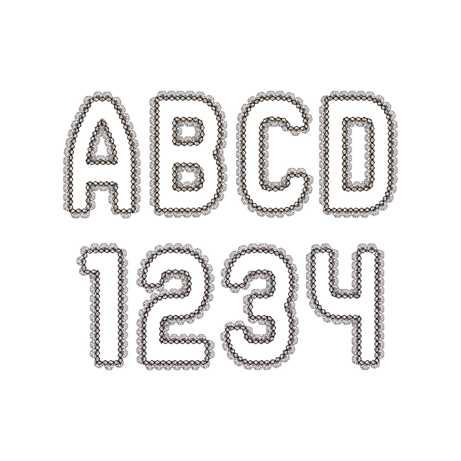 Lace Edge Font Applique – Lace machine embroidery pattern by Artapli