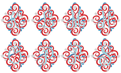 Ornamental swirl and curl Star Monogram – Home Decor machine embroidery design by Artapli