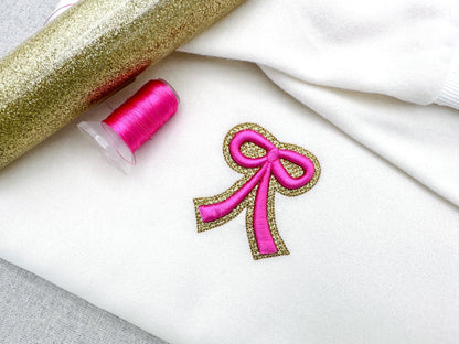 HTV glitter vinyl and puffy foam Bow machine embroidery designs 3d raised kids girls monogram accent add-on mini sizes 1.3 up to 3.5 inch