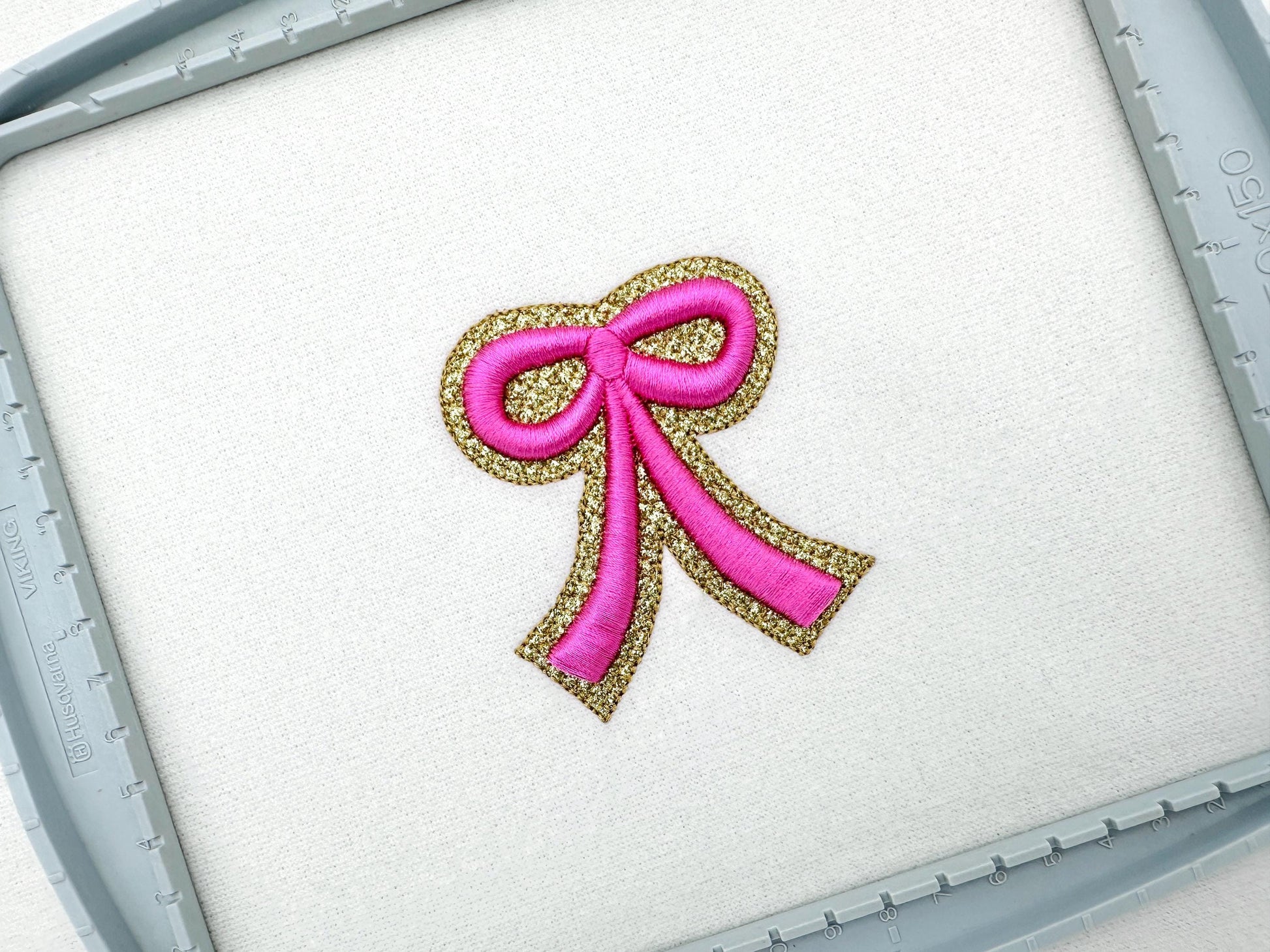 HTV glitter vinyl and puffy foam Bow machine embroidery designs 3d raised kids girls monogram accent add-on mini sizes 1.3 up to 3.5 inch