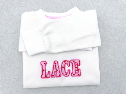 Lace Edge Valentine FONT lace patterned Alphabet Monogram Heart patterned letters machine embroidery designs sizes 2.9 up to 5.4 inch, BX