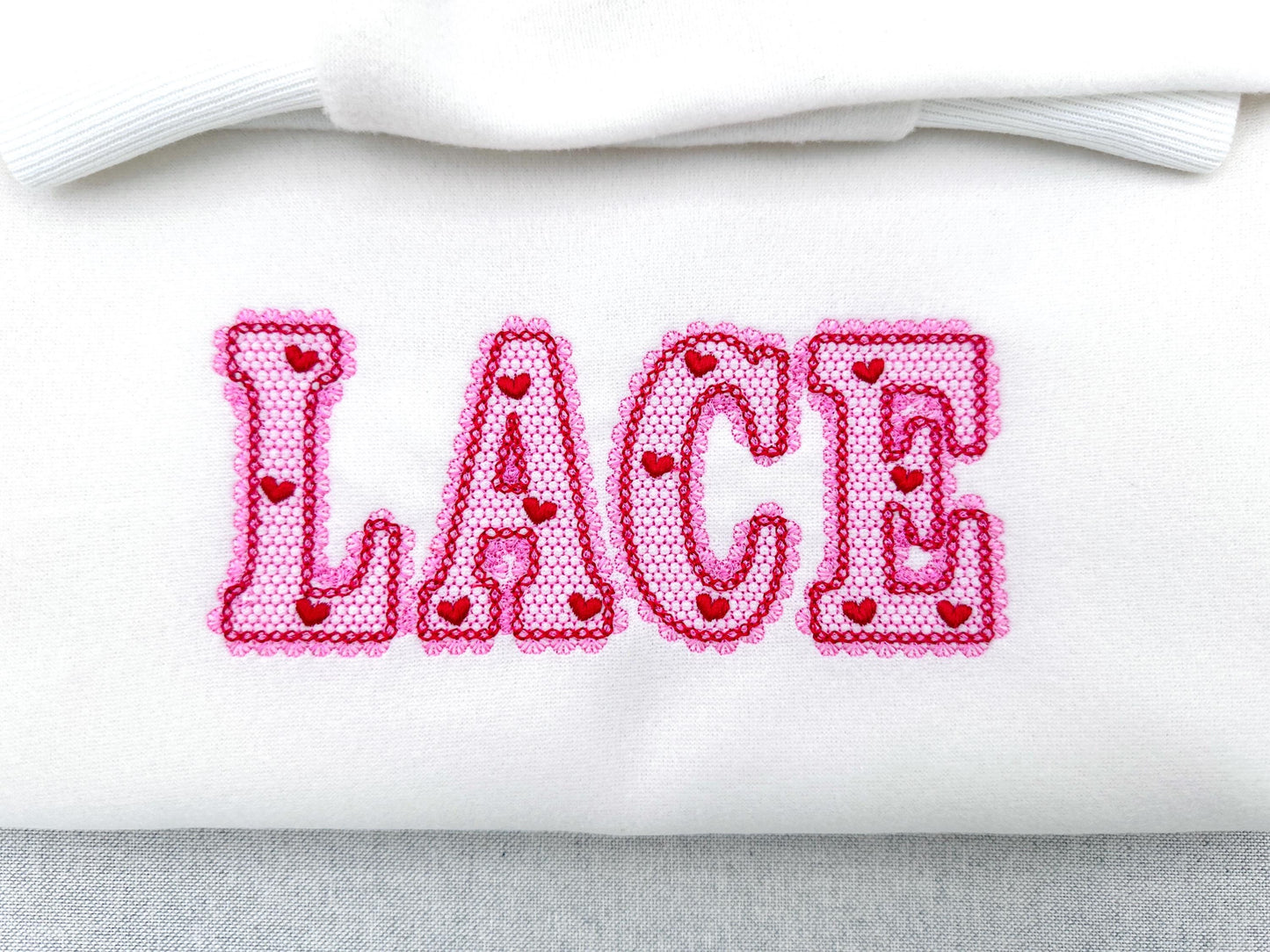 Lace Edge Valentine FONT lace patterned Alphabet Monogram Heart patterned letters machine embroidery designs sizes 2.9 up to 5.4 inch, BX