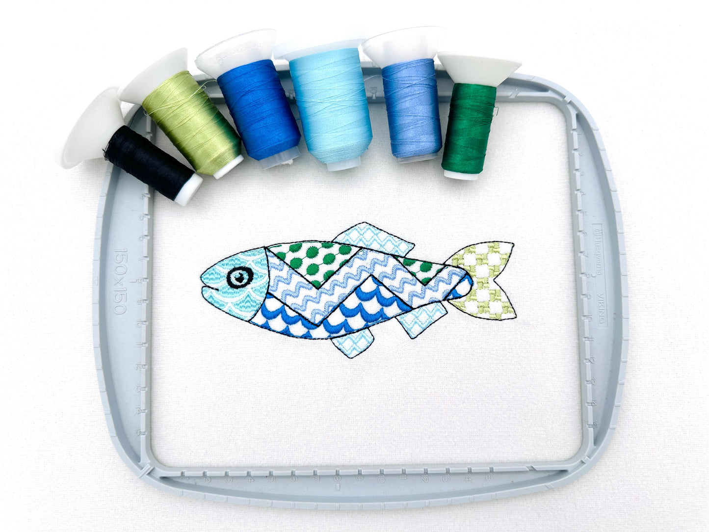 Patchwork Fish – Sizes 4" 5" 5.5" 6" 7" 8" Digital Embroidery File | Artapli