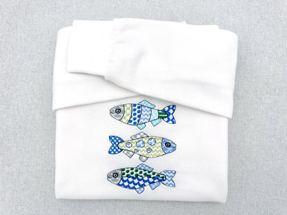 Patchwork Fish SET of 3 cute patterned Fish outline kids baby nautical Fisher Fisherman machine embroidery designs