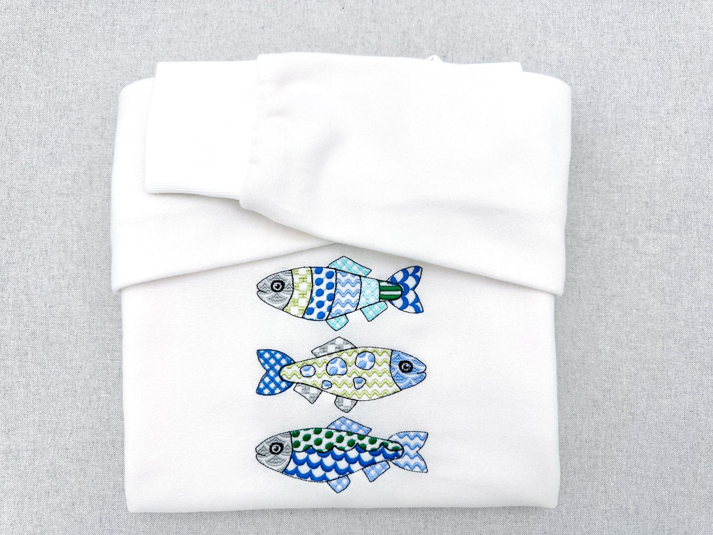 Patchwork Fish SET of 3 cute patterned Fish outline kids baby nautical Fisher Fisherman machine embroidery designs