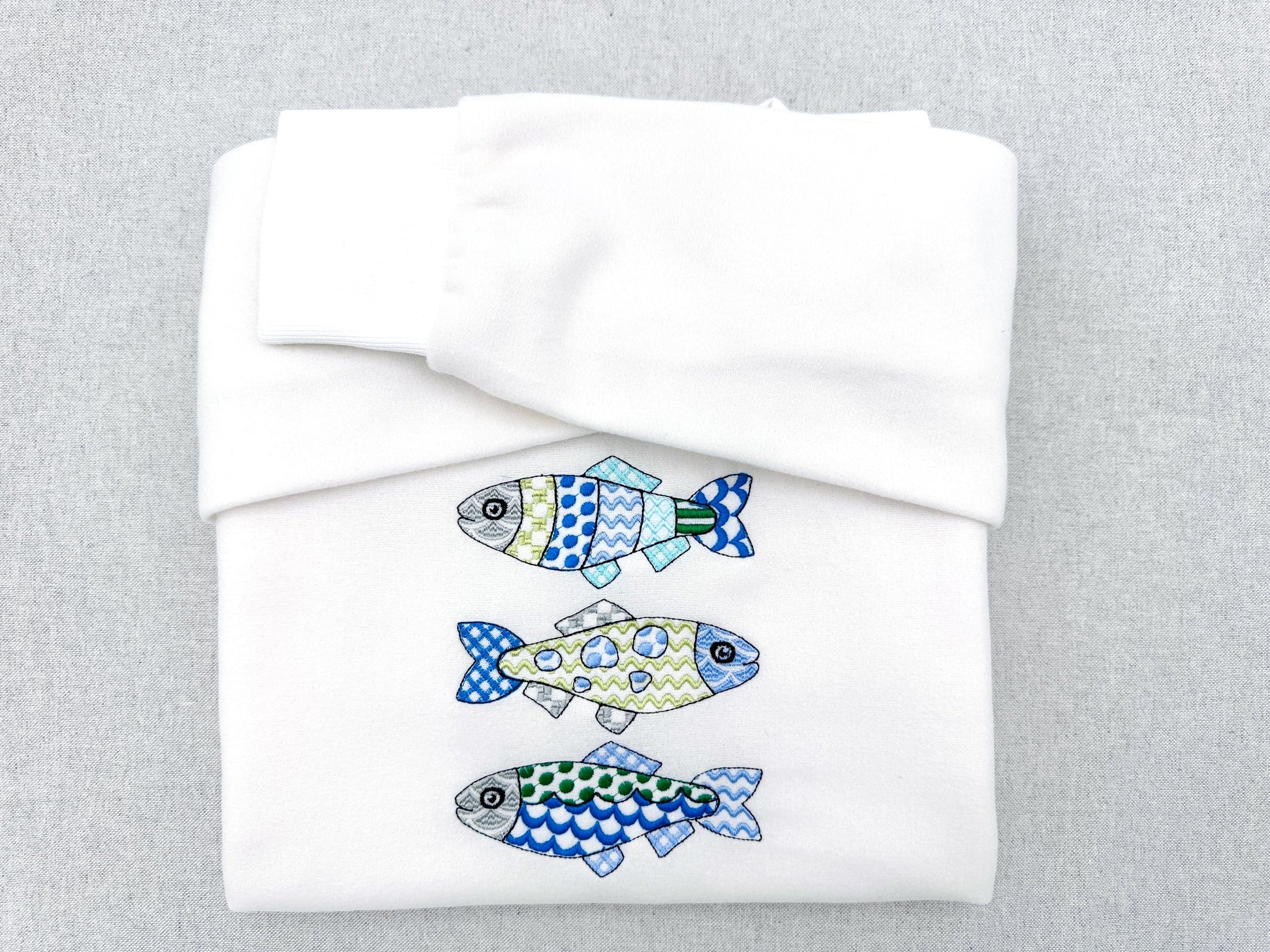 Patchwork Fish SET of 3 cute patterned Fish outline kids baby nautical Fisher Fisherman machine embroidery designs