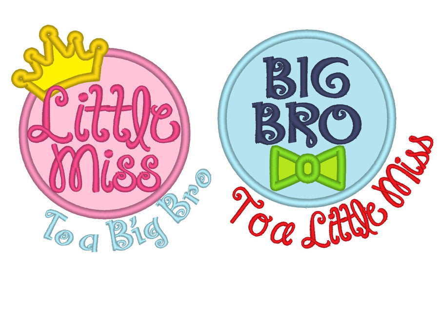 Little Miss to a Big Brother and Big Bro to a little Miss 2 pcs machine | Artapli - image 1