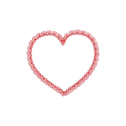 Delicate Lace Edge Heart Applique kids baby girls Valentine Monogram Heart shape frame machine embroidery designs sizes 3 up to 6 inch