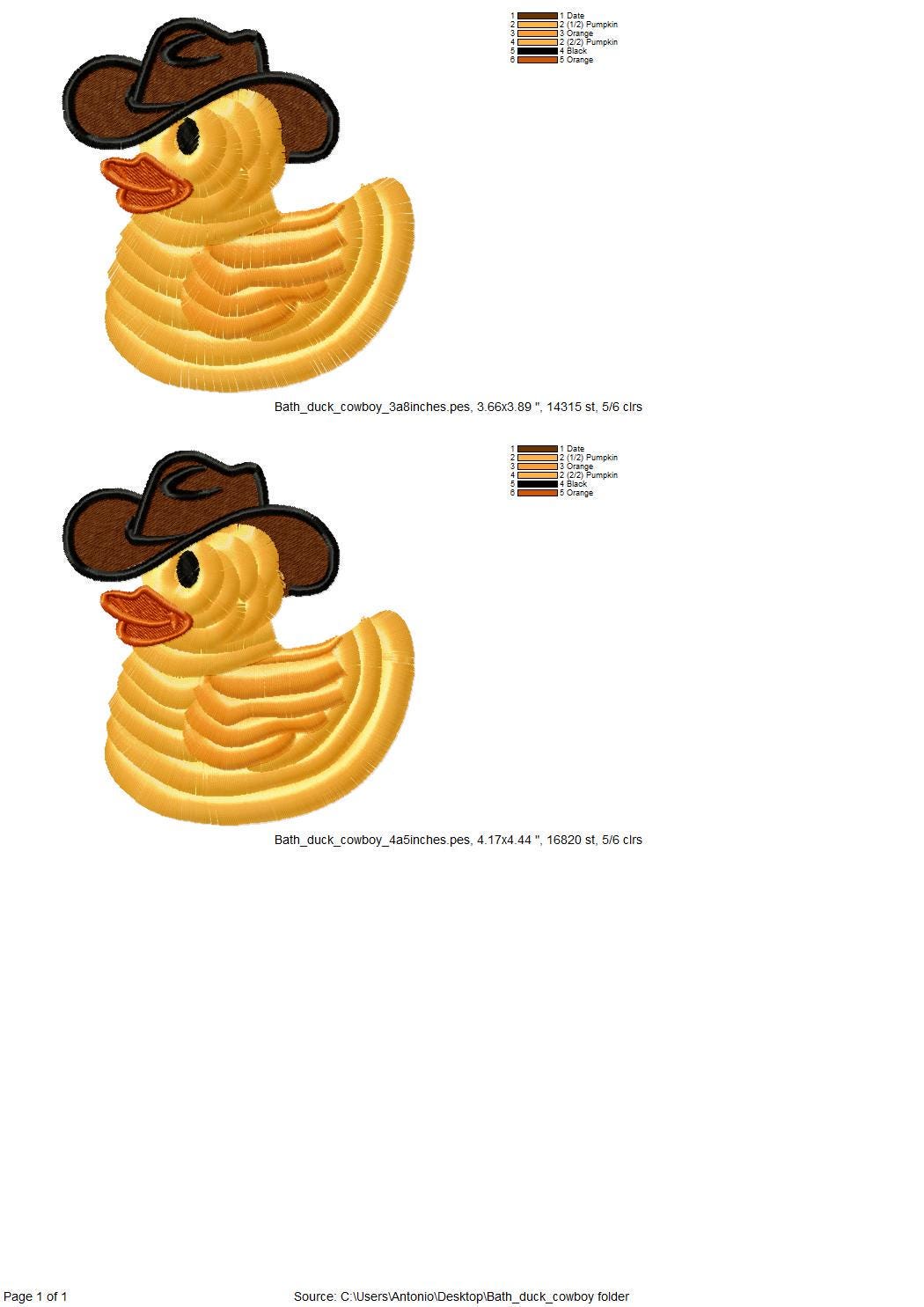 Fringed Rubber Duck Cowboy – Duck embroidery pattern by Artapli