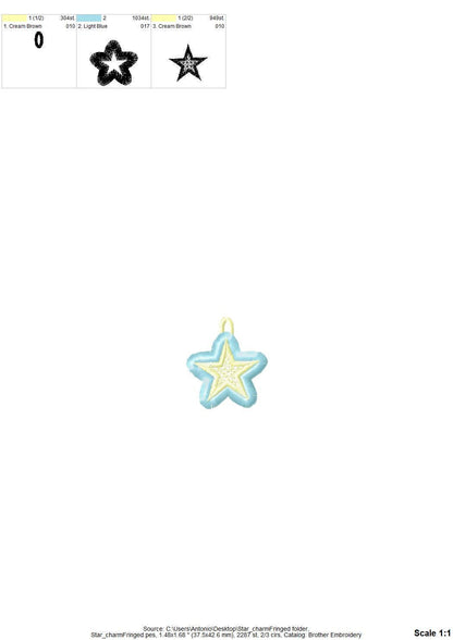 Fringed Fluffy Star charm girls pretty charm accent in the hoop FSL freestanding lace fringe machine embroidery designs ITH