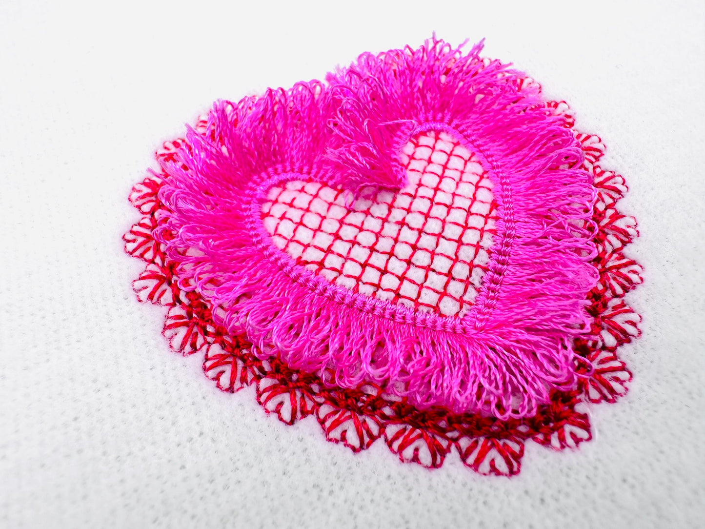 Lovely Lace Edge Fringed Heart – Embroidery Font 1.5" 2" 3" 4" | BX PES DST JEF | Artapli