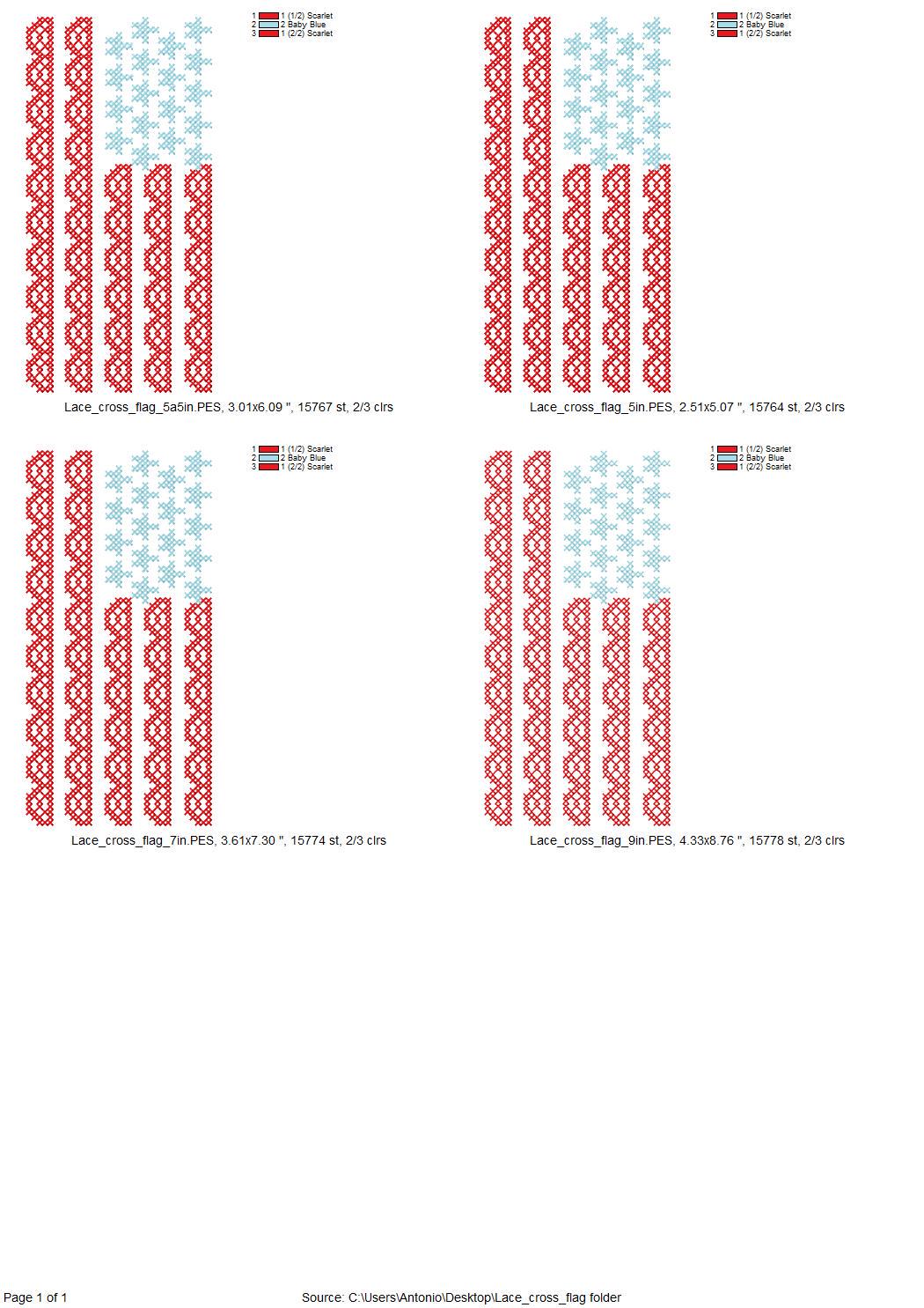 Cross Stitch Lace Flag – Lace digital embroidery pattern by Artapli