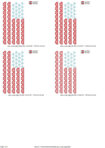 Cross Stitch Lace Flag – Lace digital embroidery pattern by Artapli