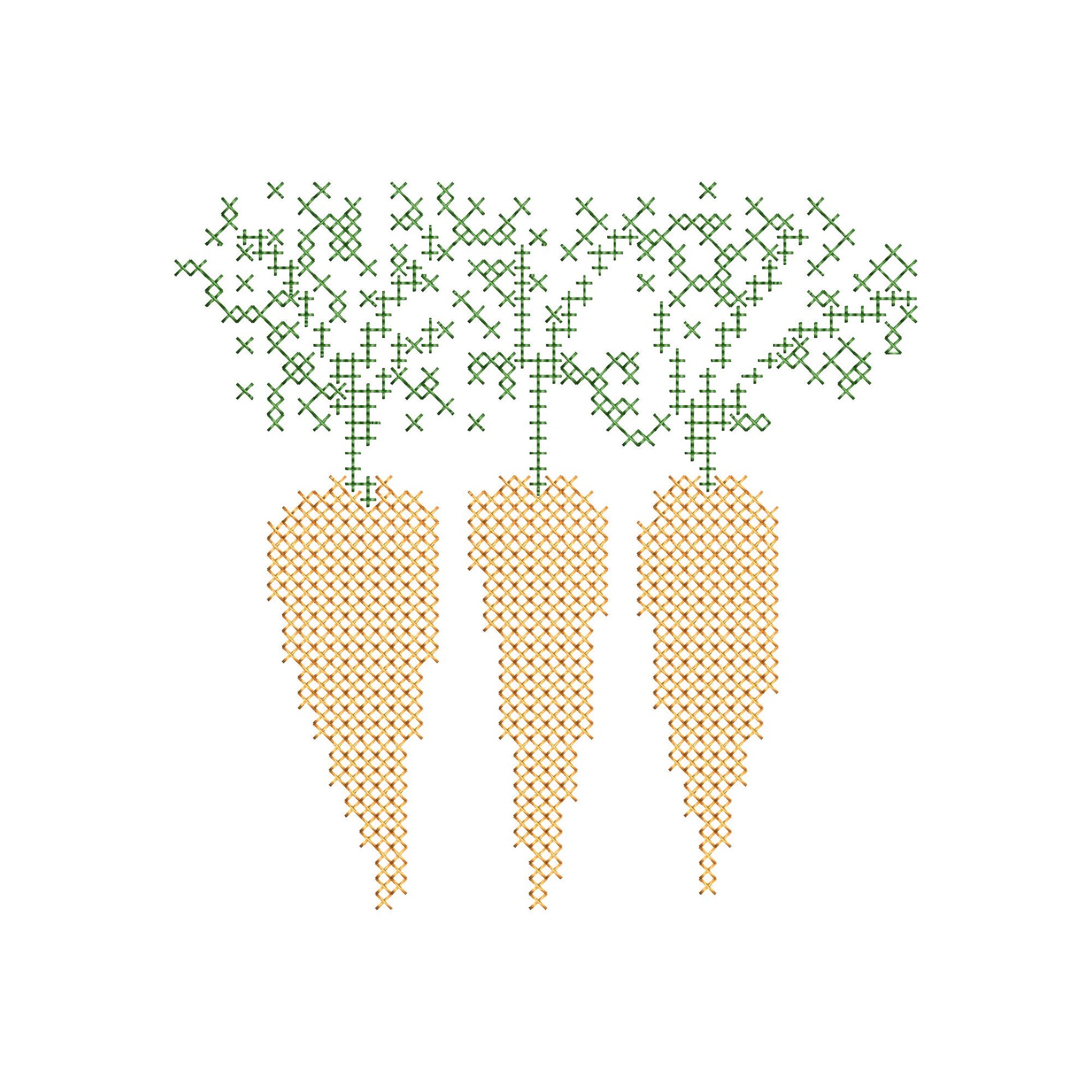 Cross Stitch Carrot Trio – Towel instant download embroidery file by Artapli