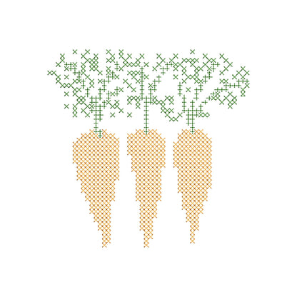 Cross Stitch Carrot Trio – Towel instant download embroidery file by Artapli