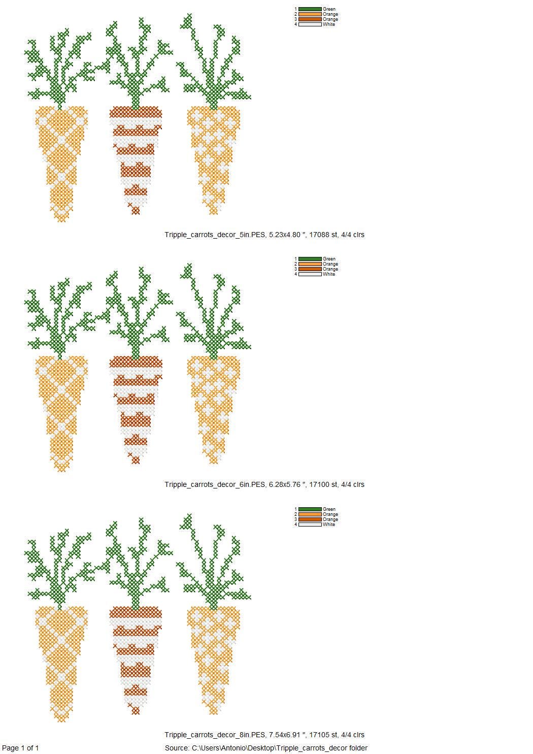 Cross Stitch Decorative Carrot Trio – Folk embroidery design instant download by Artapli