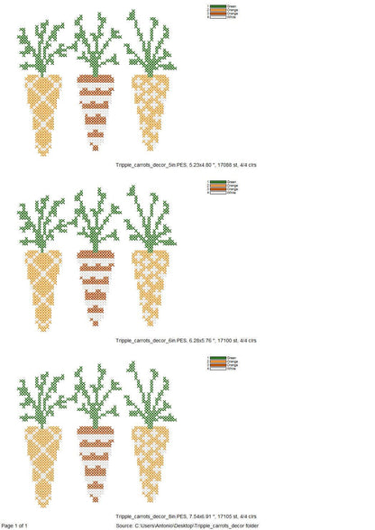 Cross Stitch Decorative Carrot Trio – Folk embroidery design instant download by Artapli