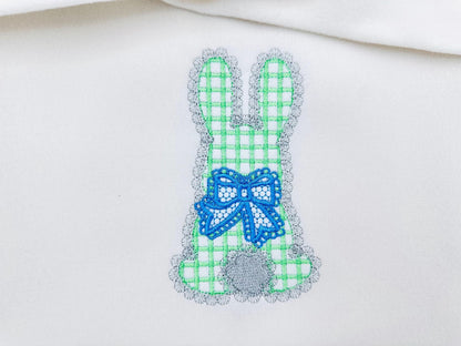 Lace Bunny with Bow – Checkered instant download embroidery file by Artapli