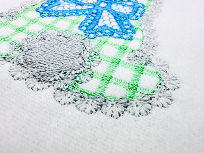 Lace Bunny with Bow – Easter digital embroidery pattern by Artapli
