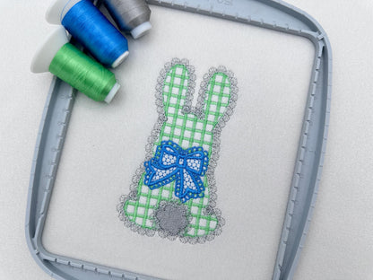 Lace Bunny with Bow – Checked machine embroidery pattern by Artapli