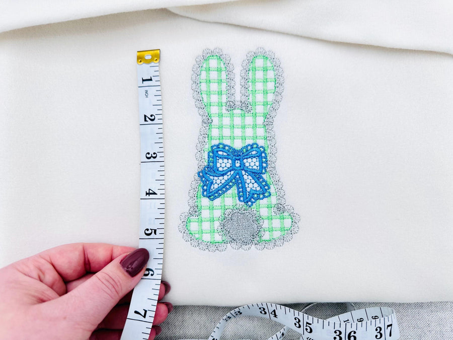 Lace Bunny with Bow – Embroidery Font 3.5" 4" 4.5" 5" 5.5" 6" | BX PES DST JEF | Artapli