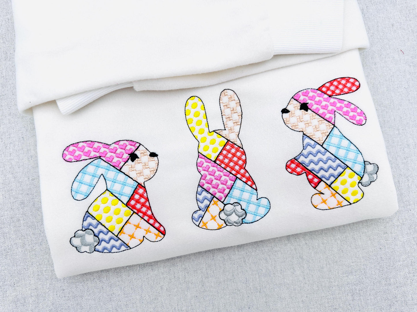 Patchwork Bunny Set of 3 – Boy embroidery pattern by Artapli