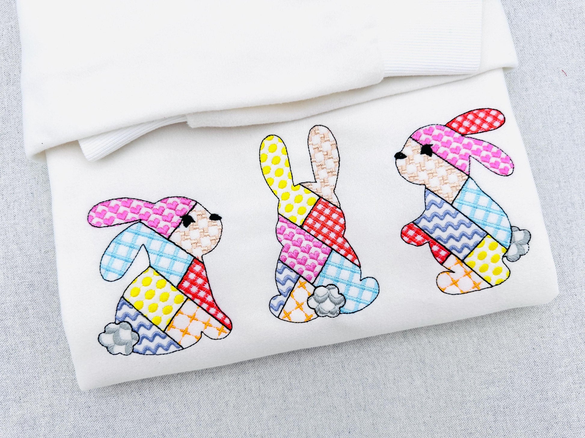 Patchwork Bunny Set of 3 – Boy embroidery pattern by Artapli