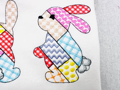 Patchwork Bunny Set of 3 – Easter machine embroidery pattern by Artapli