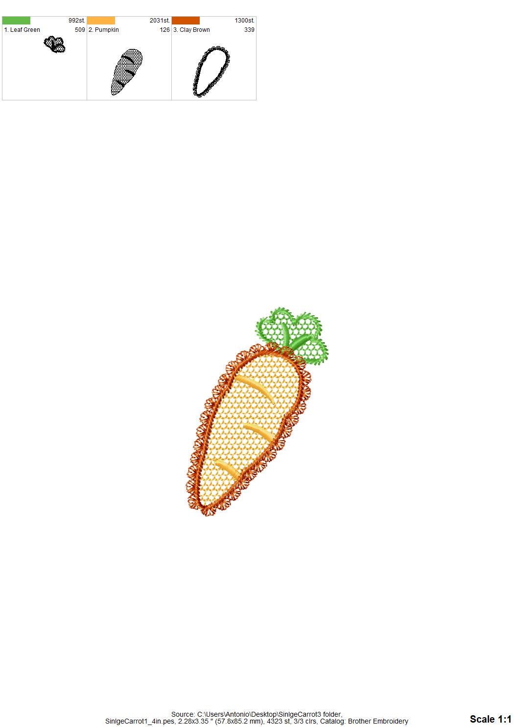 Lace Carrot Vegetable Trio – Towel instant download embroidery file by Artapli