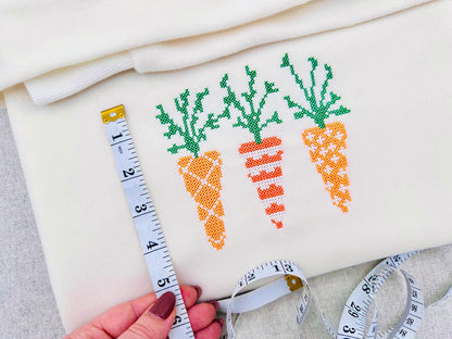 Cross Stitch Decorative Carrot Trio – Kitchen instant download embroidery file by Artapli