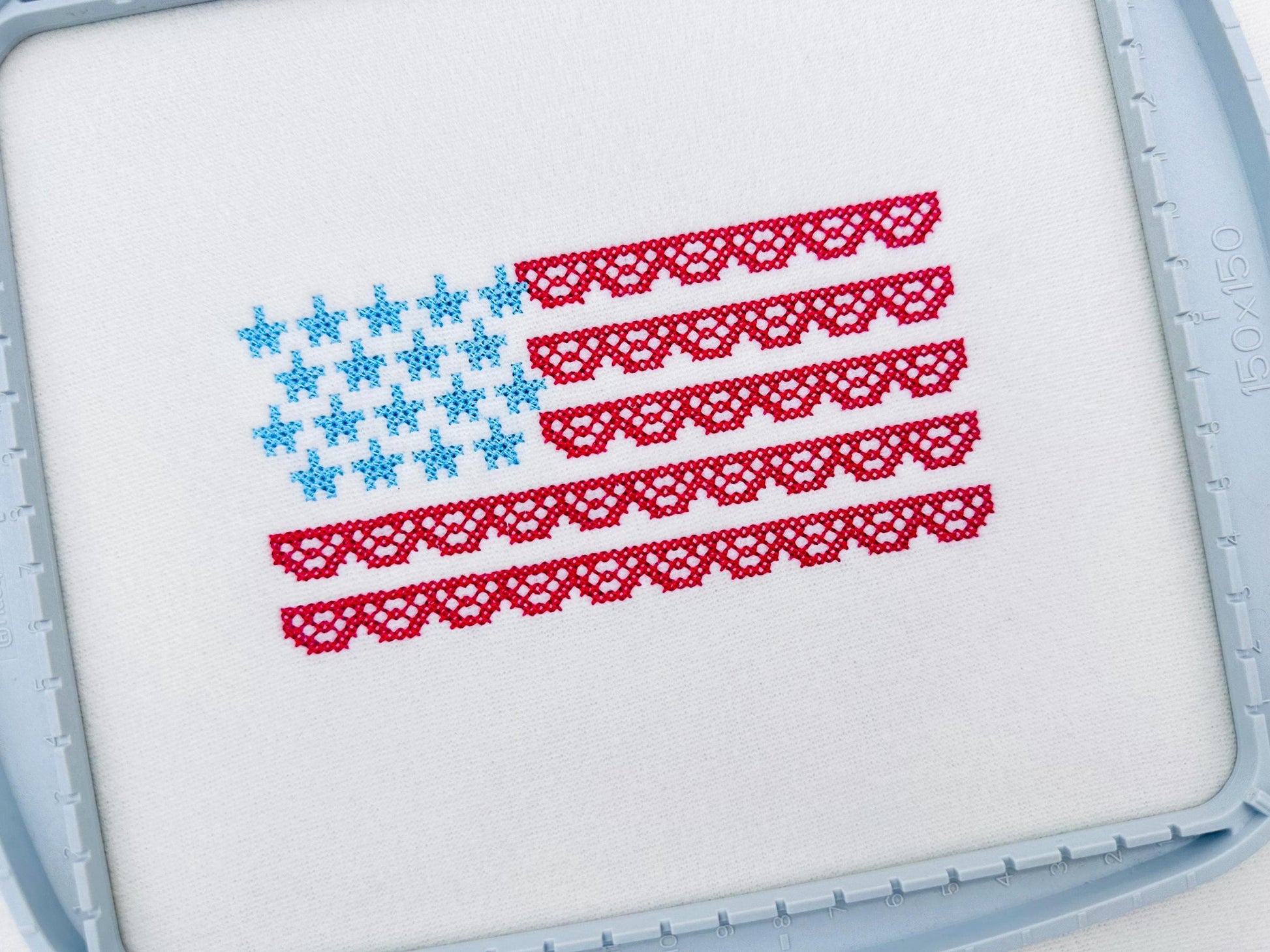 Cross Stitch Lace Flag – Girl machine embroidery pattern by Artapli